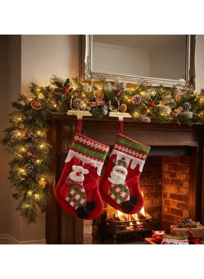 Santa Claus Christmas Stocking (26x17 cm) – Christmas Tree Hanging Decoration, Stuffed Hanging Ornament, and Candy/Gift Bag Holder for Kids