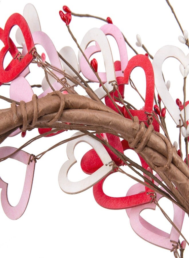 Skrantun 18 Inch Valentine's Day Heart Shaped Wreath for Wedding Party Anniversary - Artificial Wooden Door Wreath Gift for Girlfriend, Women, Mother - Image 5