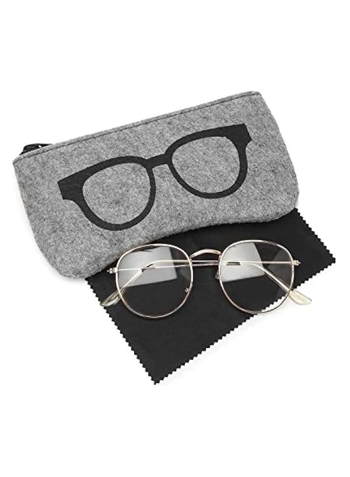 PROMASS Soft Glasses Case, Simple Stylish Felt Sunglasses pouch with Zipper Eyeglasses Storage Bag for Woman(3 Pcs)  - Image 2