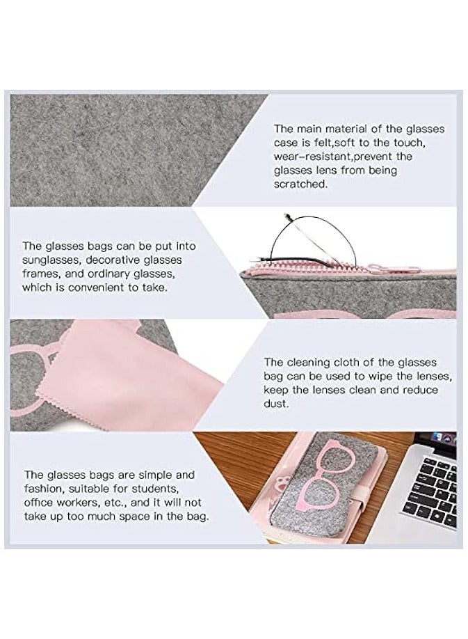 PROMASS Soft Glasses Case, Simple Stylish Felt Sunglasses pouch with Zipper Eyeglasses Storage Bag for Woman(3 Pcs)  - Image 4