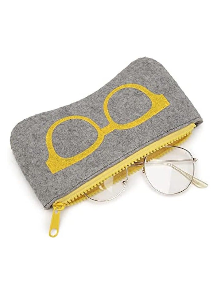 PROMASS Soft Glasses Case, Simple Stylish Felt Sunglasses pouch with Zipper Eyeglasses Storage Bag for Woman(3 Pcs)  - Image 3