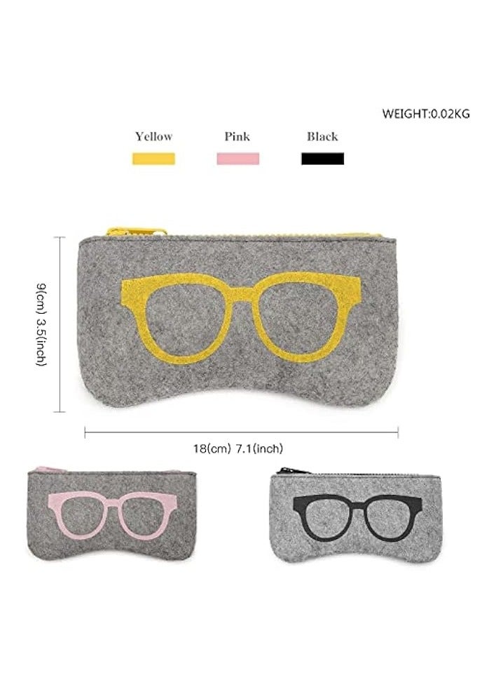 PROMASS Soft Glasses Case, Simple Stylish Felt Sunglasses pouch with Zipper Eyeglasses Storage Bag for Woman(3 Pcs)  - Image 5