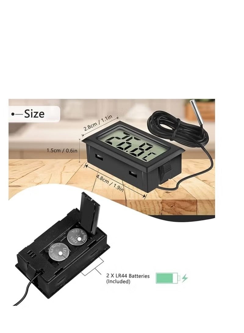 Realfrog 4 x Mini LCD Digital Thermometer with Probe Electronic Temperature Monitor for Aquarium Refrigerator Greenhouse and Car - Image 5