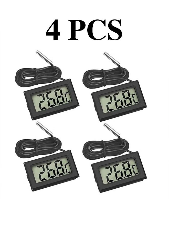 Realfrog 4 x Mini LCD Digital Thermometer with Probe Electronic Temperature Monitor for Aquarium Refrigerator Greenhouse and Car - Image 1