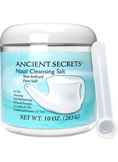 ANCIENT SECRETS Ancient Secrets Neti Pot Salt Jar - Nasal Cleansing Salt, Non-Iodized Pure Salt for Use with Ancient Secrets Nasal Cleansing Pot + Single-Use Pack of Nasal Cleansing Salt 