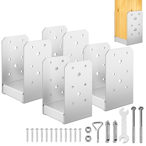 FMhotu 4"x 4" Post Base, 4Pcs Stainless Steel Adjustable Post Anchor Bracket(Internal 3.5 x 3.5), Adjustable Post Base for Pavilion Deck Porch Handrail Railing Support Decorative Anchor Plate - Image 1