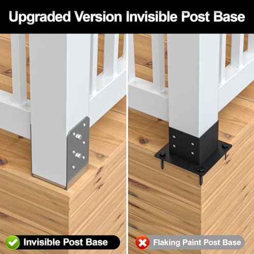 FMhotu 4"x 4" Post Base, 4Pcs Stainless Steel Adjustable Post Anchor Bracket(Internal 3.5 x 3.5), Adjustable Post Base for Pavilion Deck Porch Handrail Railing Support Decorative Anchor Plate - Image 3