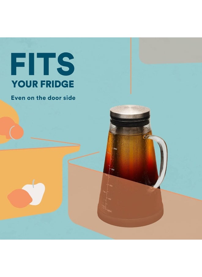 Airtight Cold Brew Iced Coffee Maker And Tea Infuser With Spout - 1.0L / 1010Ml  Rj3 Brewing Glass Carafe With Removable Stainless Steel Filter