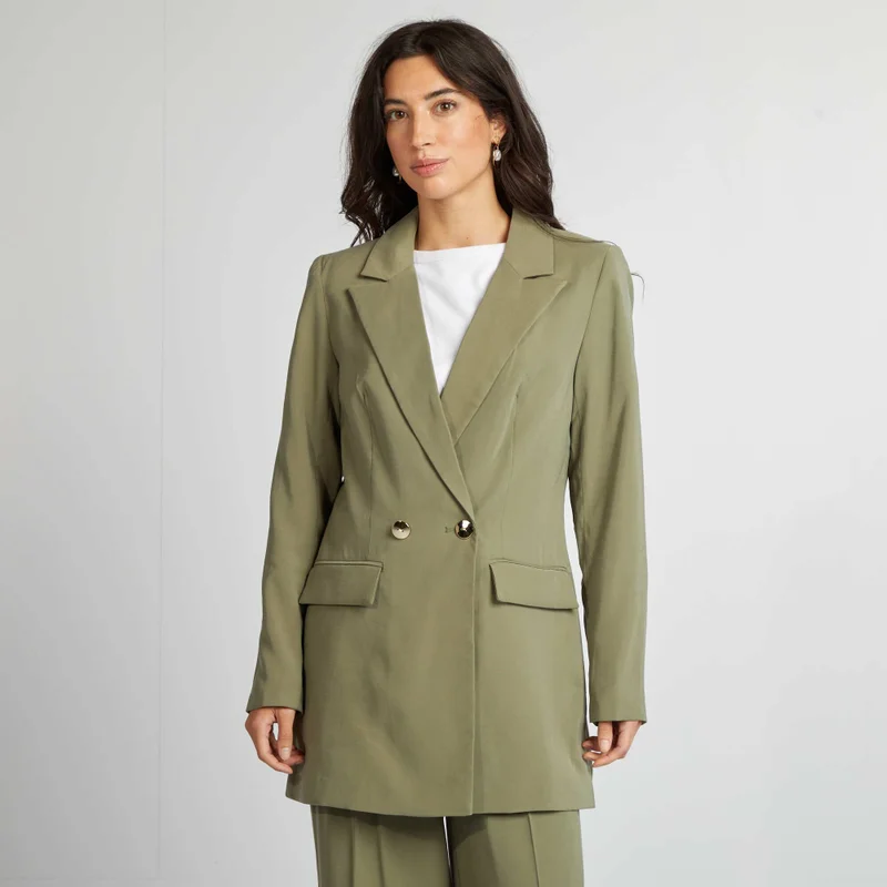 Kiabi Mid-Length Tailored Jacket Green