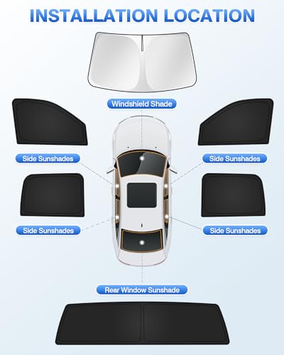 Canvcle Sunshades for Dodge Ram 2500 3500 2010-2025 2026 Accessories Windshield Sun Shade Side Rear Window Shade Cover Sun Visor Shield Privacy Protection Keep Vehicle Cool Black 6PCS - Image 5