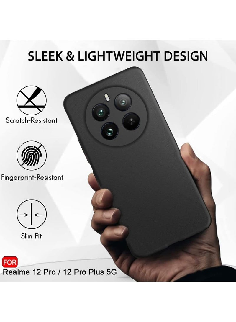 Realme 12 Pro Plus/Realme 12 Pro 5G Case, Soft Flexible Matte Black TPU Cover Full Camera Protection, Shockproof Case for Realme 12 Pro Plus/Realme 12 Pro 5G