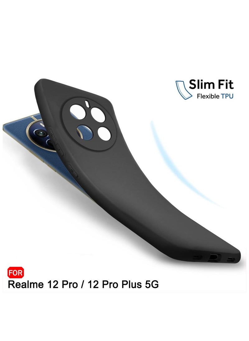 Generic Realme 12 Pro Plus/Realme 12 Pro 5G Case, Soft Flexible Matte Black TPU Cover Full Camera Protection, Shockproof Case for Realme 12 Pro Plus/Realme 12 Pro 5G  - Image 4