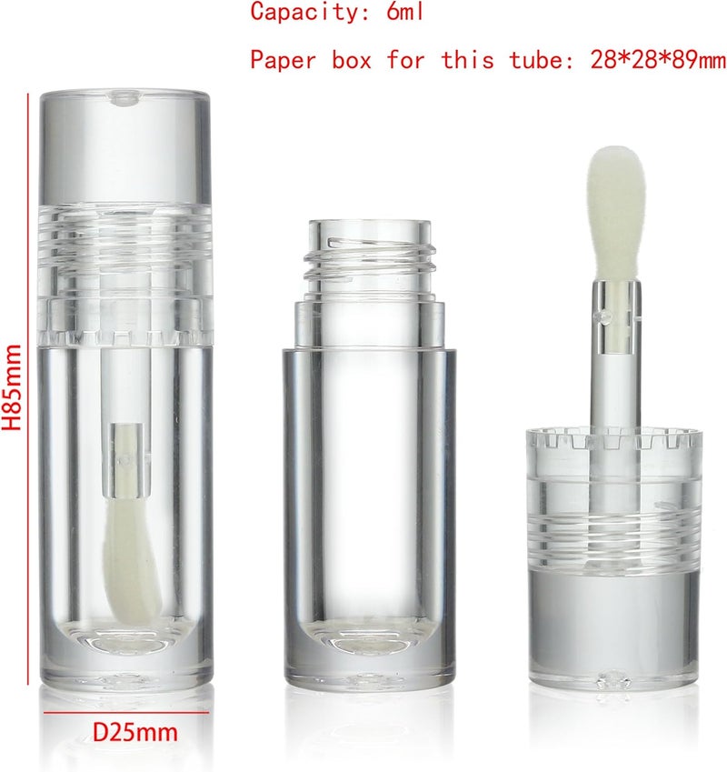 COSIDEA 14pcs Empty 6ml big doe foot wand Chunky lip gloss tubes for DIY lipgloss,Pink round lipgloss containers tubes with thick wand, Clear, D25*H86mm / D0.94*H3.46 inch, Minimalist - Image 2