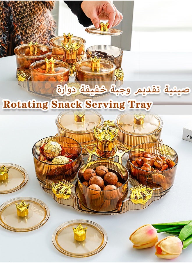 Generic Divided Serving Dishes Removable Snack Bowls Plastic Rotating Snack Serving Tray with Lid for Veggie Candy Nut Cracker Chip Home Wedding Party Food Container  - Image 1