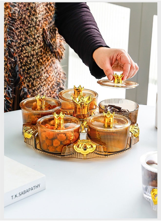 Generic Divided Serving Dishes Removable Snack Bowls Plastic Rotating Snack Serving Tray with Lid for Veggie Candy Nut Cracker Chip Home Wedding Party Food Container  - Image 3