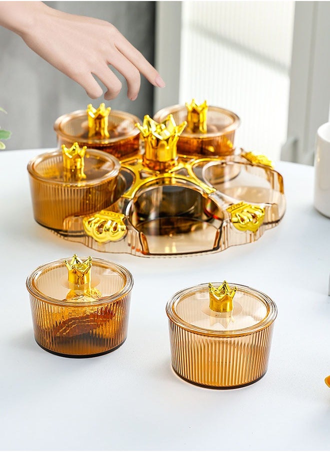 Generic Divided Serving Dishes Removable Snack Bowls Plastic Rotating Snack Serving Tray with Lid for Veggie Candy Nut Cracker Chip Home Wedding Party Food Container  - Image 4