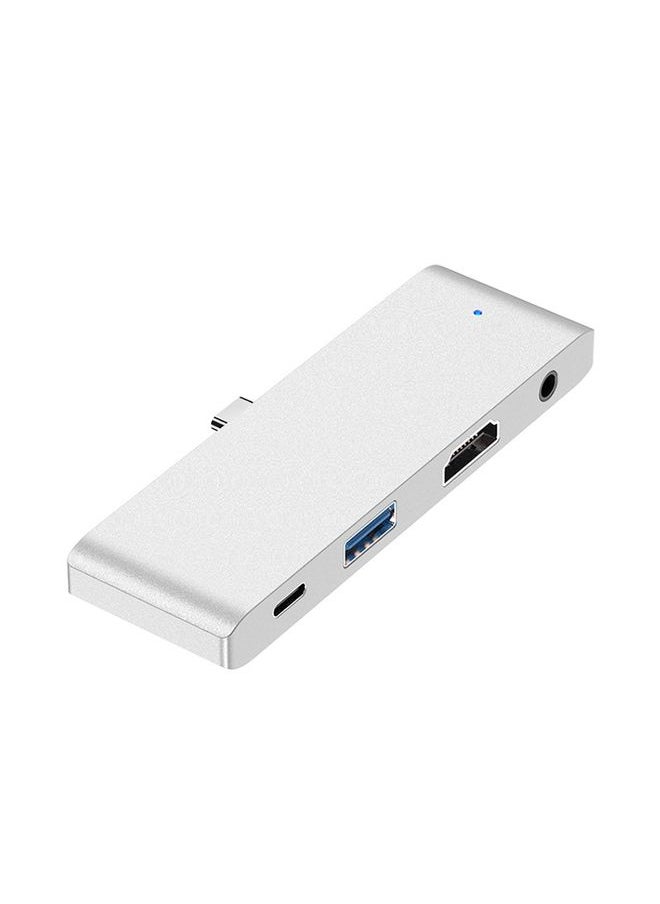 BURAQ HW-TC29 4 In 1 Type-C / USB-C Multifunctional Extension HUB Adapter iPad Pro Hub (Silver)  - Image 1