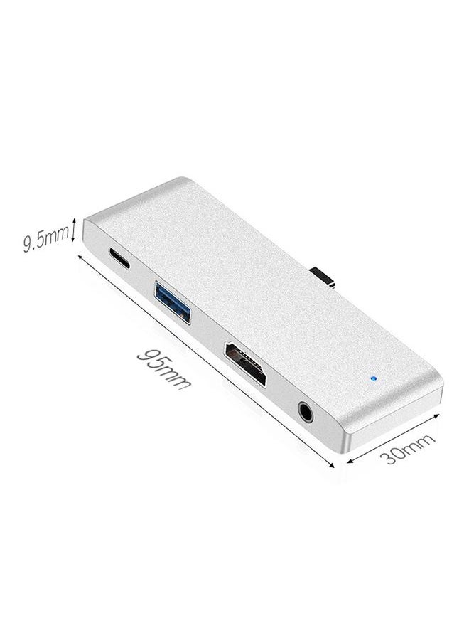 BURAQ HW-TC29 4 In 1 Type-C / USB-C Multifunctional Extension HUB Adapter iPad Pro Hub (Silver)  - Image 3