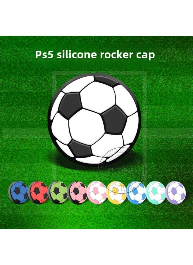 Generic - PS5PS4 Football Theme Rocker Cap Silicone Cap XBOX ONE 360 Mushroom Head Button Soft Rubber Cap-Product Color:Black Background Blue - Image 1