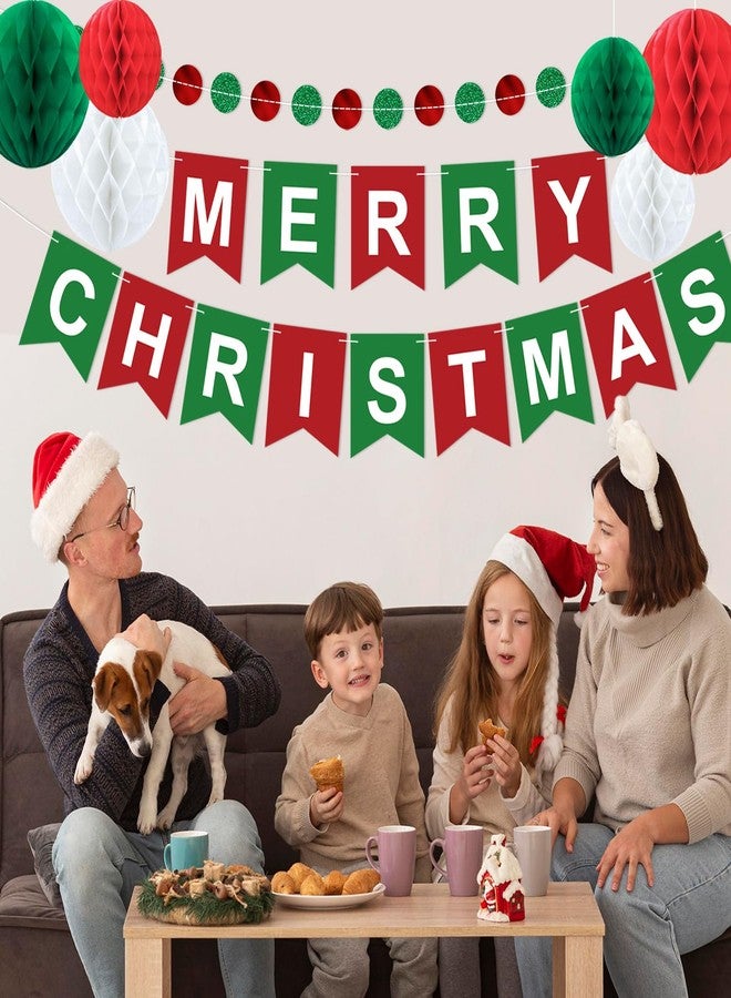 TMTECHJS Christmas Party Decorations Merry Christmas Banner Honeycomb Decorations Swirl Streamers Circle Garland for Festival Party Decor Indoor - Image 5