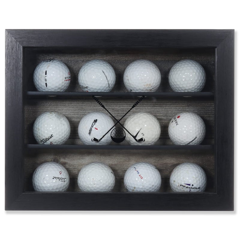 Lawrence Frames 8x10 Golf Ball Shadow Box Display Case  Holds 12 Golf BallsBlack