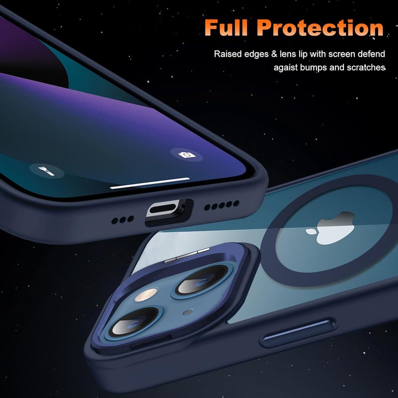 VONZEE TPU+PC For iPhone 15 Case, Compatible With Magsafe, Military-Grade Protective Case, Built-In Stash Stand Phone Case, Scratch-Resistant Back Cover, Classic Series | 6.1'' | Clear Blue - Image 5