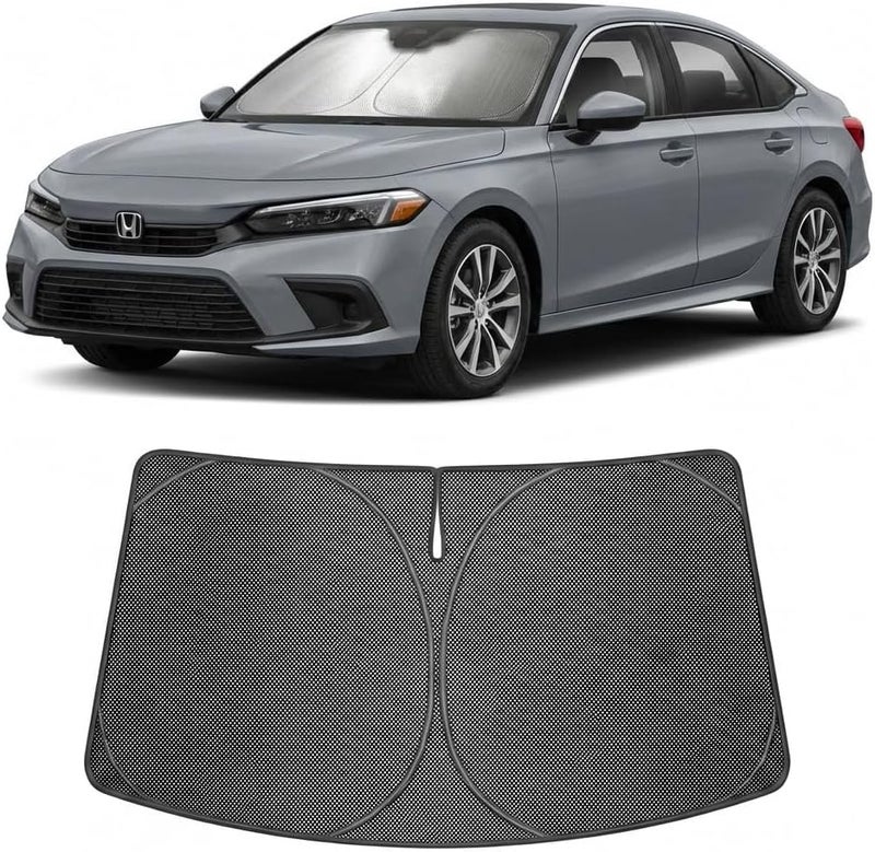 Proadsy Windshield Sun Shade Custom Fit Honda Civic 2022-2026 Ice Crystal Black Front Window Sunshade UV and Heat Blocker Foldable Visor Keeps Car Cooler for Summer Parking and Daily Use - Image 1