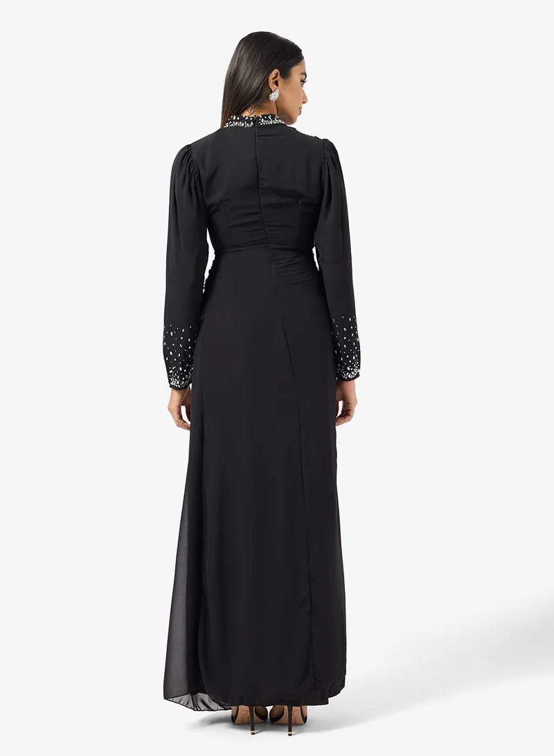 خزانة Draped Dress With Embellished Neck