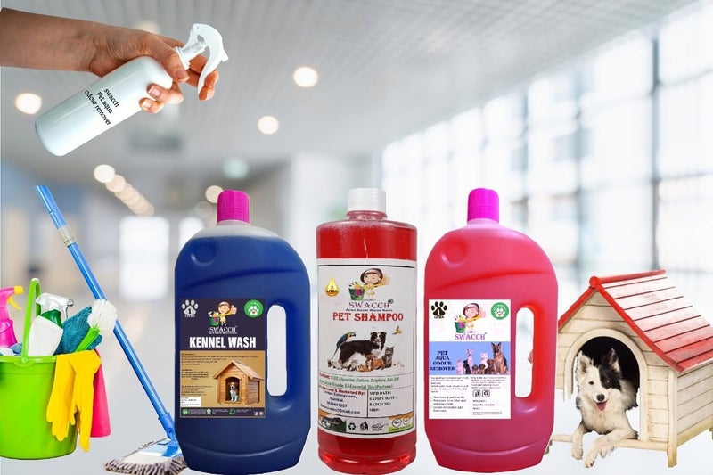 swacch غسيل حظيرة سواتش (لافندر) + شامبو حيوانات أليفة (فراولة) I مزيل رائحة حيوانات أليفة (ورد) عبوة مكونة من 1 لتر من 3 عبوات اقتصادية I صديق للكلاب والقطط - Image 2