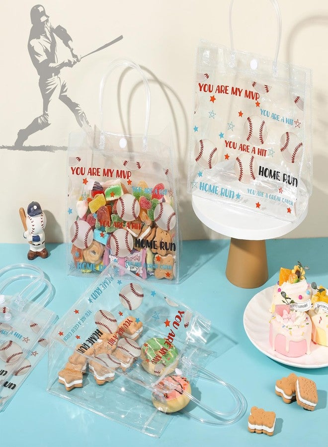 Aliceset 12 Pcs Baseball Gift Bags Bulk Transparent Baseball Goodie Bags with Handles Reusable PVC Gift Totes for Game Day Sports Birthday Parties Team Events Gifts Treat - Image 3