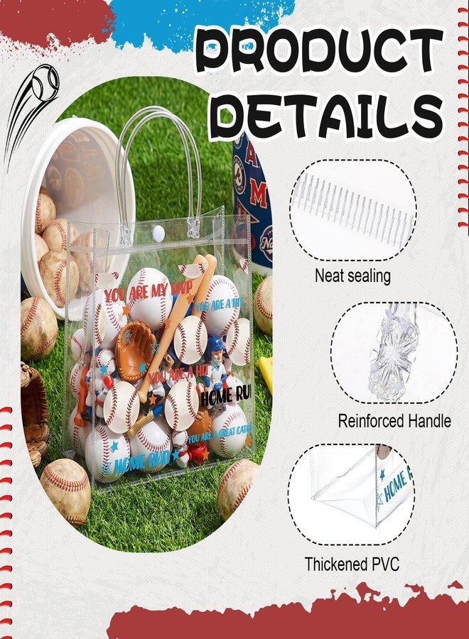 Aliceset 12 Pcs Baseball Gift Bags Bulk Transparent Baseball Goodie Bags with Handles Reusable PVC Gift Totes for Game Day Sports Birthday Parties Team Events Gifts Treat - Image 5