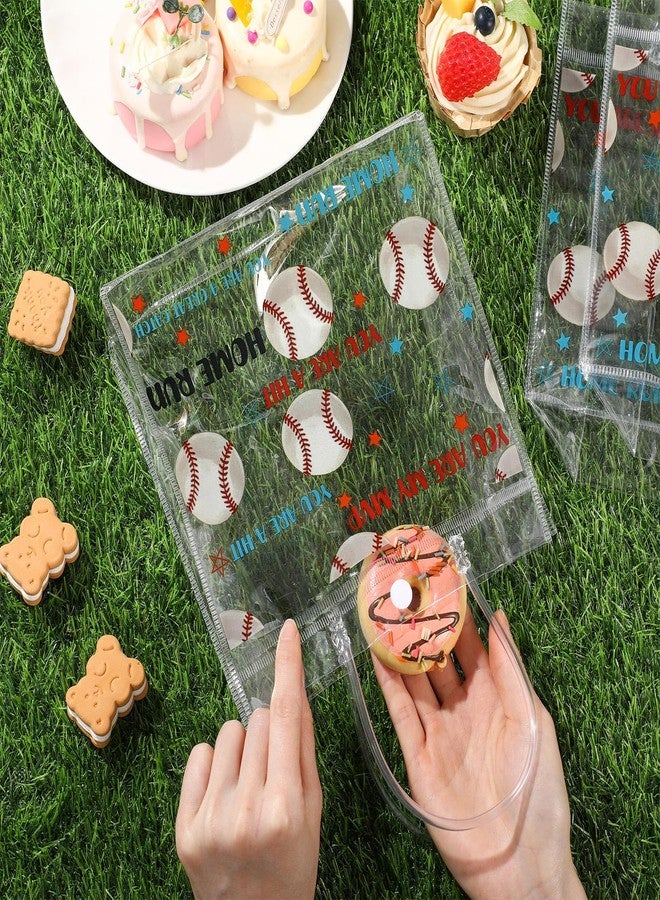 Aliceset 12 Pcs Baseball Gift Bags Bulk Transparent Baseball Goodie Bags with Handles Reusable PVC Gift Totes for Game Day Sports Birthday Parties Team Events Gifts Treat - Image 2