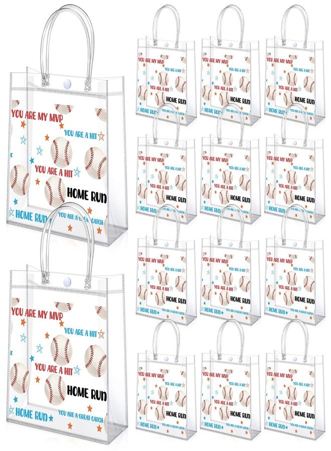 Aliceset 12 Pcs Baseball Gift Bags Bulk Transparent Baseball Goodie Bags with Handles Reusable PVC Gift Totes for Game Day Sports Birthday Parties Team Events Gifts Treat - Image 1