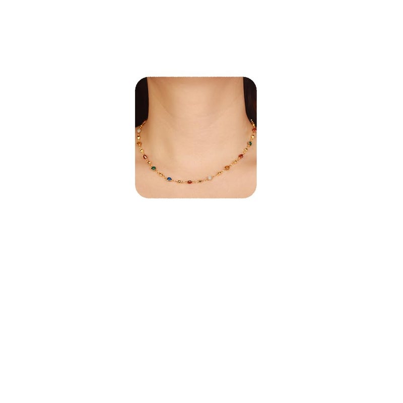 YERTTER Chic Colorful Crystal Zircon Choker Necklace Gold Short Collar Statement Adjustable Collar Choker for Women - Image 1