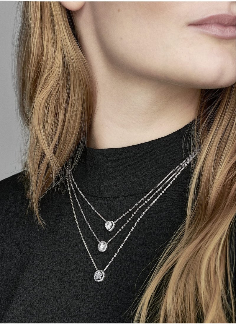 Pandora Violet - PANDORA Round Sparkling Halo Necklace with Lobster Clasp in Sterling Silver - Image 1