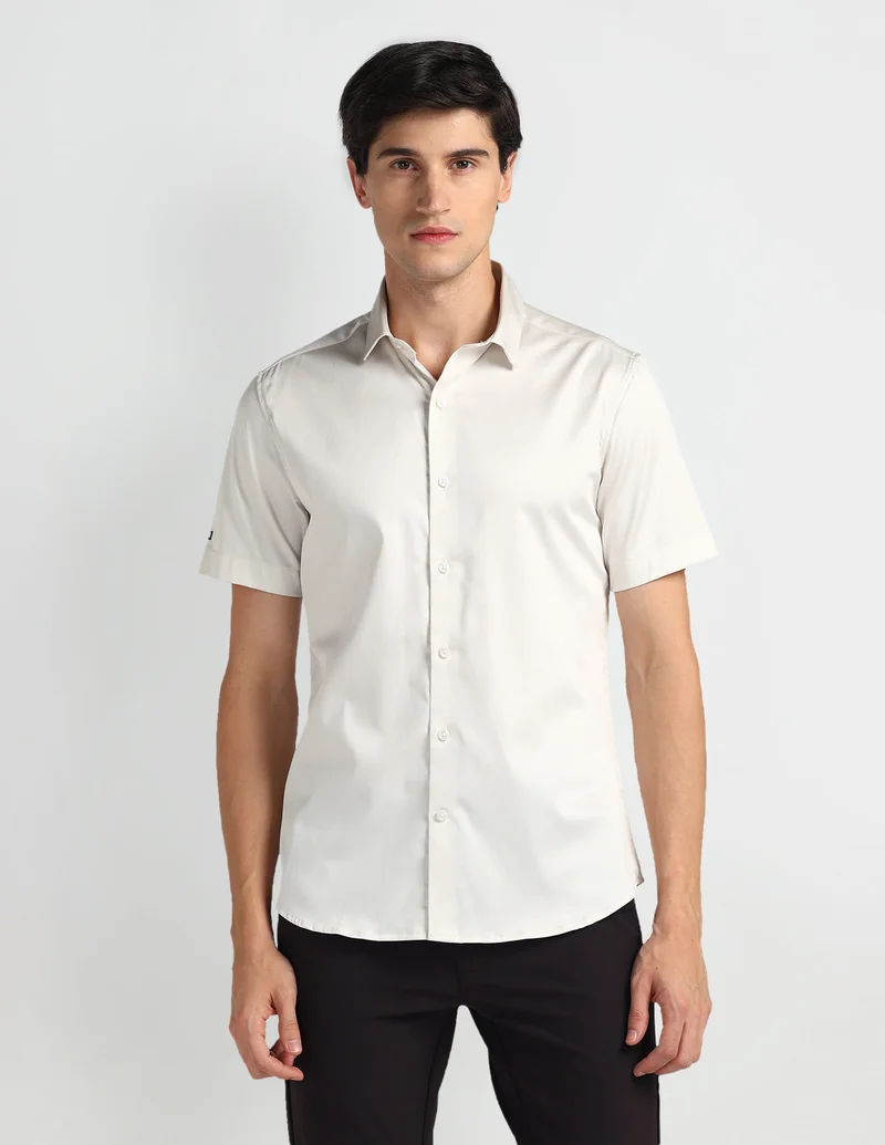 Arrow White Brooklyn Ultra Slim Fit Solid Shirt for Men | Best Price UAE