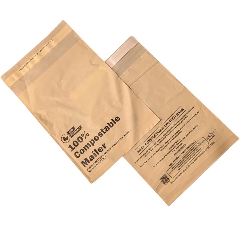 SECUREMENT Compostable Courier Bags based on Starch-Based Polymers (100, 6x8 Compostable) - Image 1