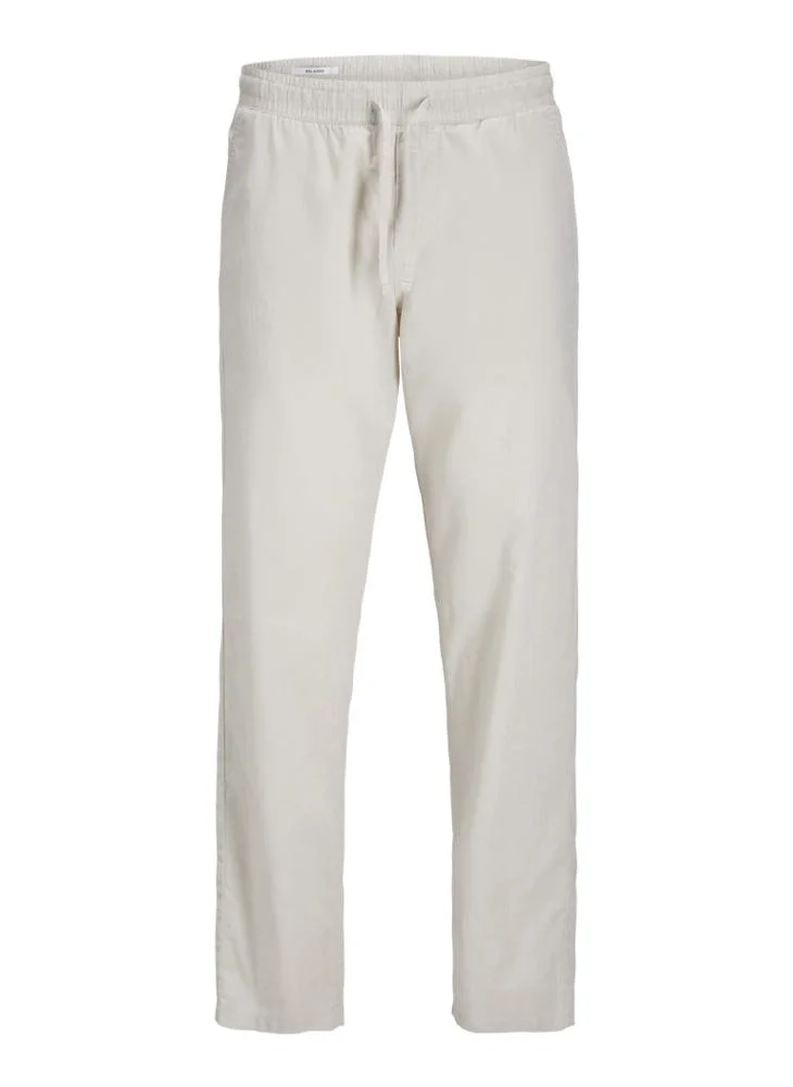 JACK & JONES Feather Gray Linen Blend Relaxed Fit Jogger for Men | Best Price UAE