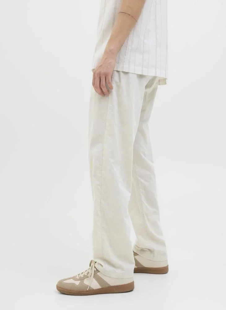 JACK & JONES Feather Gray Linen Blend Relaxed Fit Jogger for Men | Best Price UAE