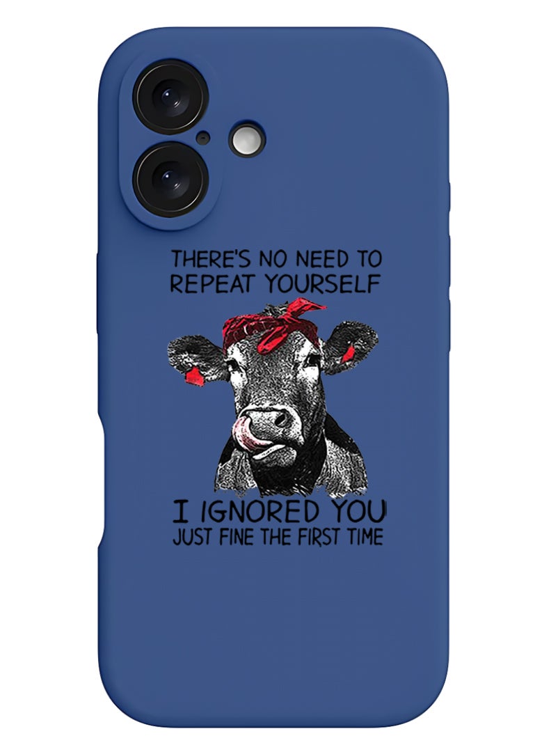 Theodor iPhone 16 Plus Blue Protective Slim Fit Case Liquid Silicone Cover with Full Body Protection Anti-Scratch Shockproof Case For iPhone - there is no ned to repeat yourself - Image 1