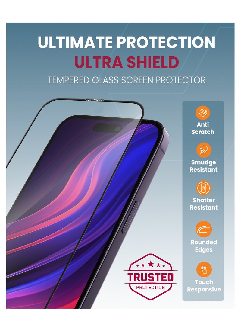 Moxedo Moxedo Ultra Shield Tempered Glass Screen Protector HD Clear 9H Hardness Full Coverage with Auto-Align Easy Applicator Compatible for iphone 14 Pro Max 6.7 inch  - Image 3