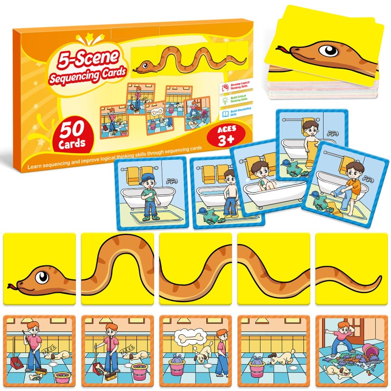 Kasfalci Sequencing CardsSequence Board Game for KidsSpeech Therapy Materials Toys for AutismStory StorytellingSocial SkillsSentence BuildingPreschool Learning ActivitiesClassroom Homeschool - Image 3