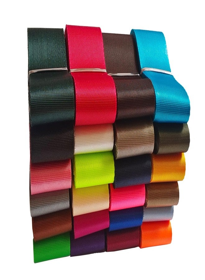 MONIDOOR Nylon Webbing 1 Inch 24 Yards 24 Colors Durable Flat Nylon Webbing Strap for Backpack,Cargo Strap,Pet Leash or Collar,Gardening,Craft (Mixed Color 1,1 Inch,252551) - Image 1
