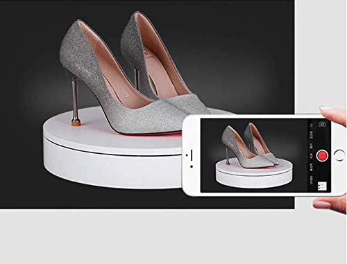 24x7 eMall Rotating Display Stand, 360 Degree Electric Rotating Turntable With Felt Finish for Photography Products Display, Jewellery, Cake and Collectibles, 4 Kgs Load, 8 Inch Diameter (White) - Image 2