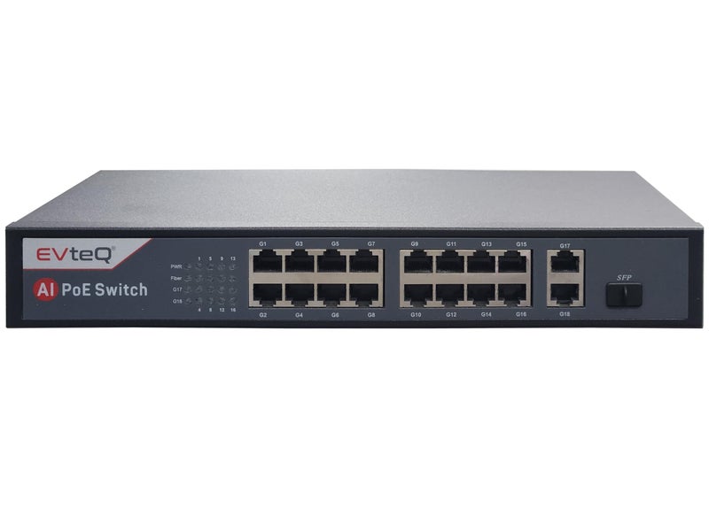 EvteQ POE Switch 16 PoE Giga Ports, 2 Uplink Giga Ports & 1 SFP (EV-16G-2UG-1S) - Image 5
