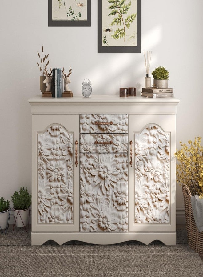 HelloWall Floral Wallpaper Peel and Stick Faux Embossed Wallpaper 17.5"×160" 3D Embossed Flower Wallpaper Cream Removable Wallpaper for Bedroom Self Adhesive Floral Contact Paper for Cabinets Walls - Image 2