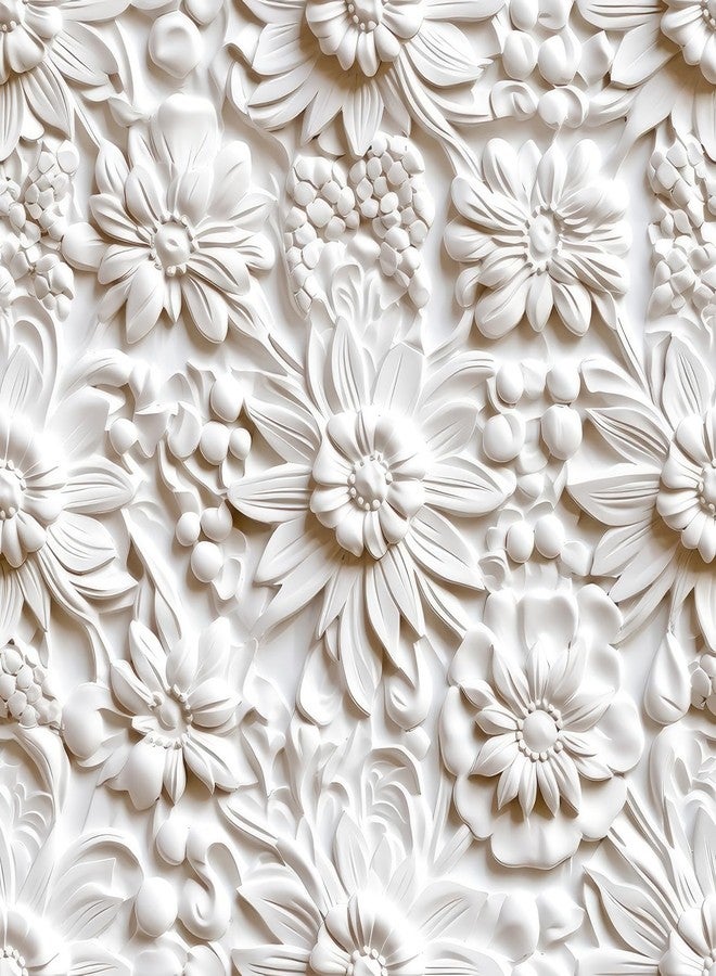 HelloWall Floral Wallpaper Peel and Stick Faux Embossed Wallpaper 17.5"×160" 3D Embossed Flower Wallpaper Cream Removable Wallpaper for Bedroom Self Adhesive Floral Contact Paper for Cabinets Walls - Image 1
