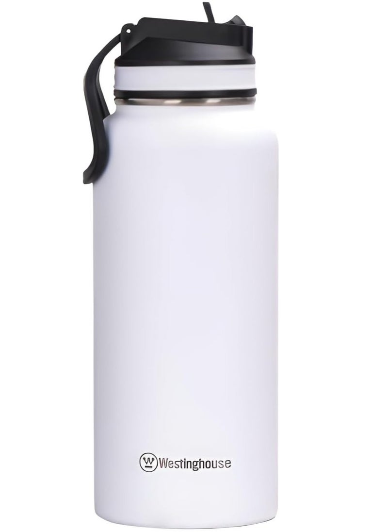 Westinghouse 32oz Double Wall Stainless Steel Tumbler - White, Insulated Travel Mug for Hot & Cold Beverages, Leak-Proof, Durable & Stylish Design 