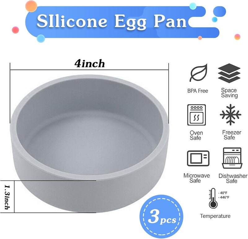 ZHYEEDAA 3Pcs Air Fryer Egg Mold,Silicone Egg Molds, Individual Egg Bite Maker Reusable Egg Molds, Microwave Egg Cooker, BPA Free, Dishwasher Safe (Round-2) - Image 2
