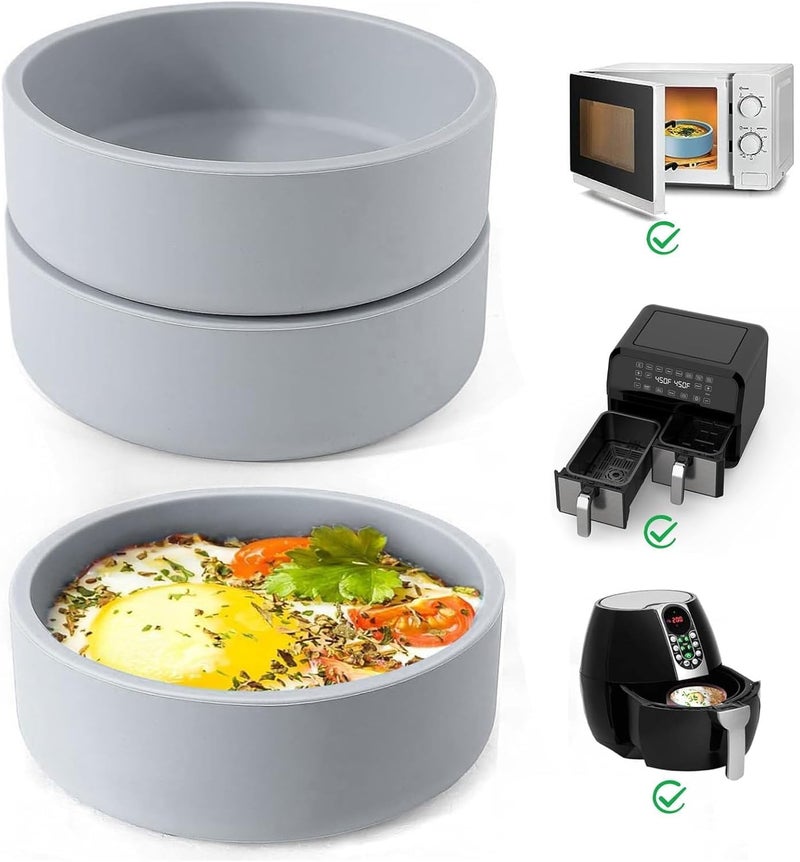 ZHYEEDAA 3Pcs Air Fryer Egg Mold,Silicone Egg Molds, Individual Egg Bite Maker Reusable Egg Molds, Microwave Egg Cooker, BPA Free, Dishwasher Safe (Round-2) - Image 1